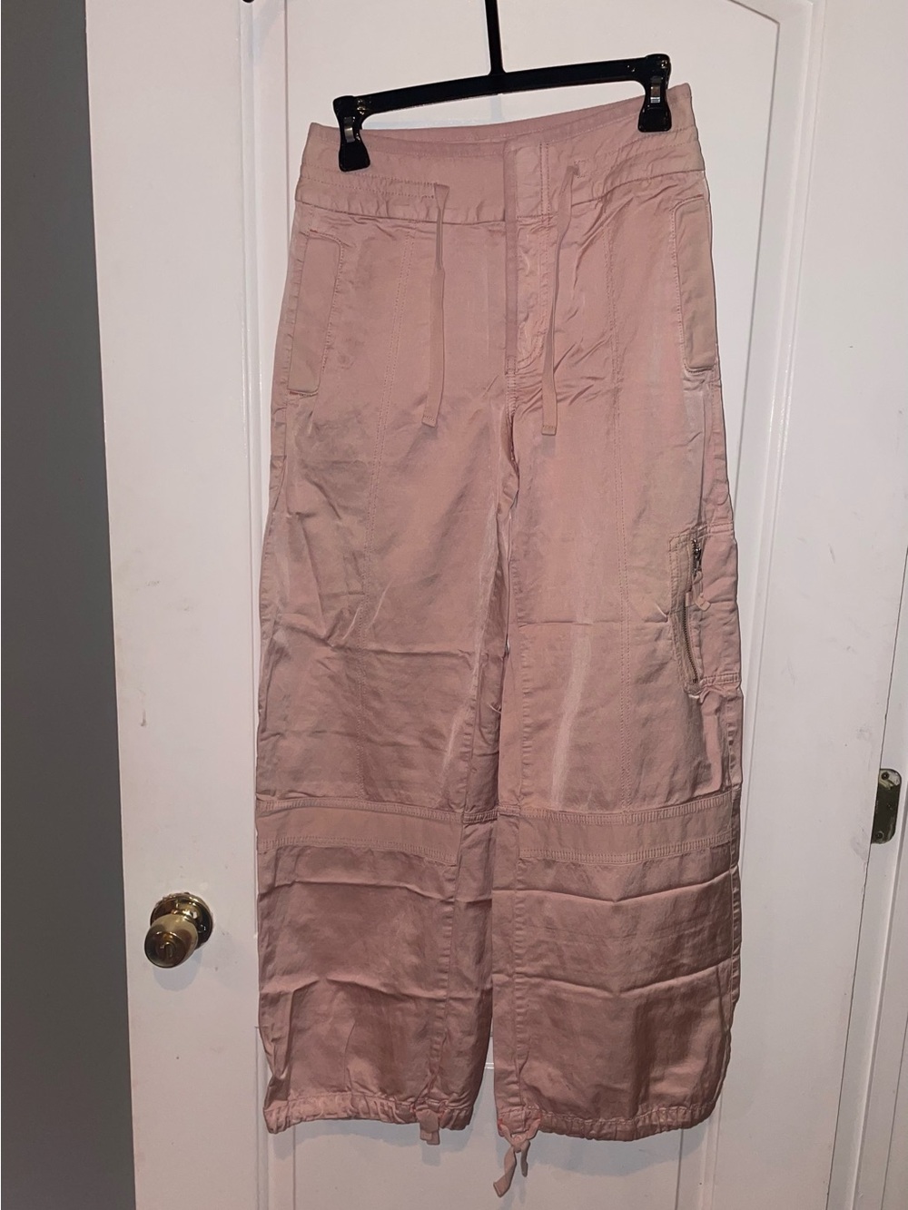 New! Anthropologie Pilcro Pink Satin Parachute Wide Leg & Jogger Pants 🎀 size 25 - Picture 5 of 10